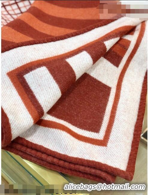 Inexpensive Hermes Wool Cashmere Blanket 165x135cm Red 2021 21100734