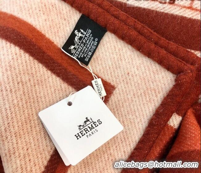 Inexpensive Hermes Wool Cashmere Blanket 165x135cm Red 2021 21100734