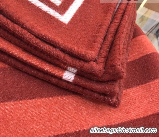 Inexpensive Hermes Wool Cashmere Blanket 165x135cm Red 2021 21100734