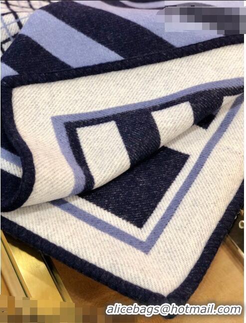 New Fashion Hermes Wool Cashmere Blanket 165x135cm Blue 2021 21100735