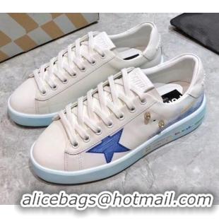 Cheap Price Golden Goose Graffiti White Calfskin Sneaker Blue 051139