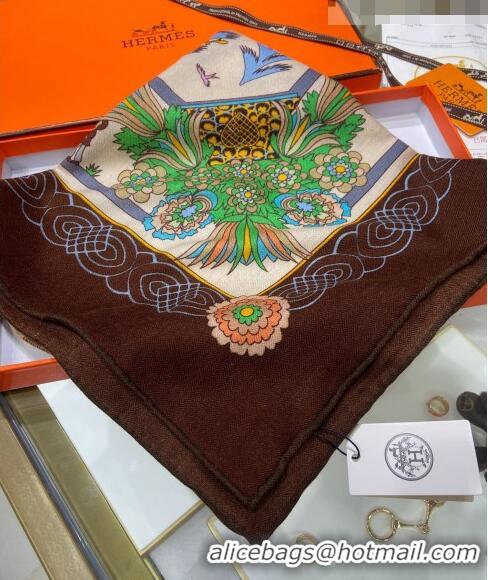 Luxury Cheap Hermes Cashmere Scarf 140x140cm Brown 2021 21100780