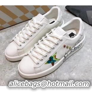 Charming Golden Goose Graffiti White Calfskin Sneaker 051140