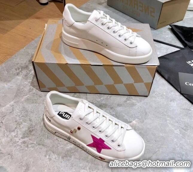 Sophisticated Golden Goose Graffiti White Calfskin Sneaker Pink 051141