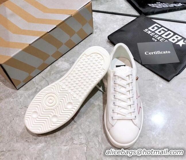 Sophisticated Golden Goose Graffiti White Calfskin Sneaker Pink 051141