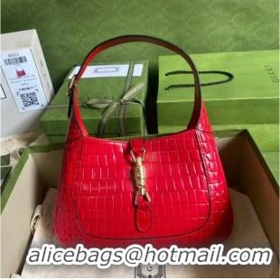 Inexpensive Gucci Jackie 1961 crocodile small shoulder bag 636709 red