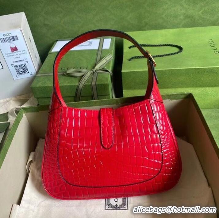 Inexpensive Gucci Jackie 1961 crocodile small shoulder bag 636709 red