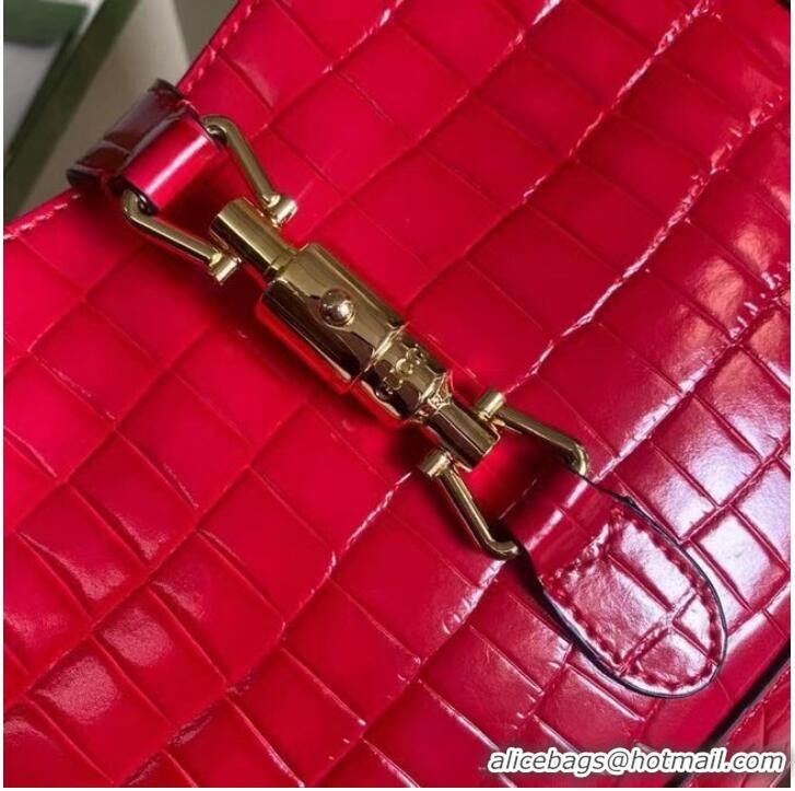 Inexpensive Gucci Jackie 1961 crocodile small shoulder bag 636709 red