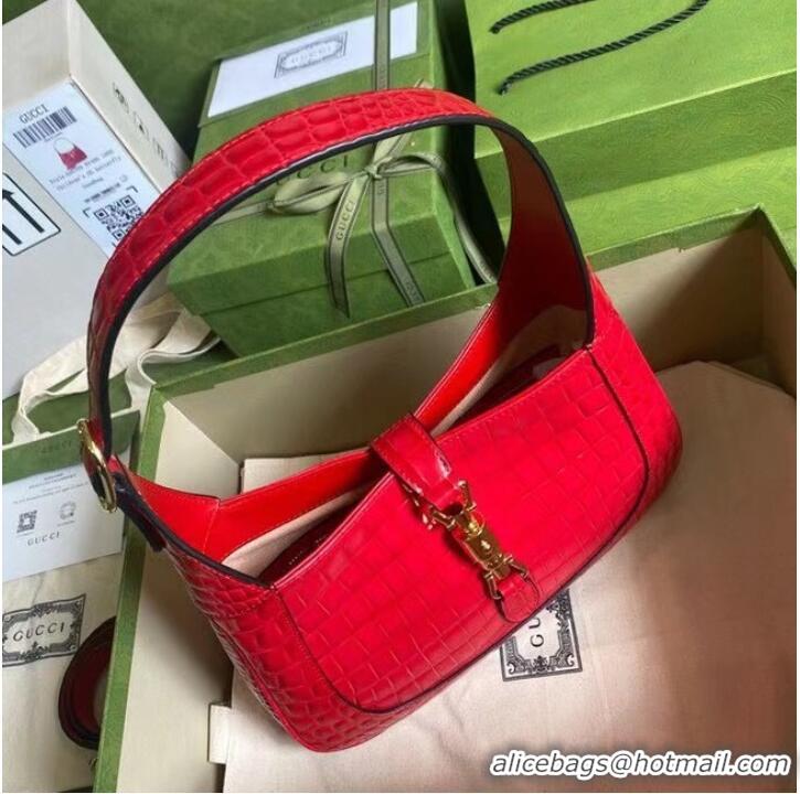 Inexpensive Gucci Jackie 1961 crocodile small shoulder bag 636709 red