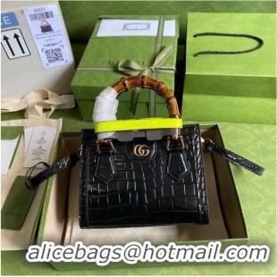 Buy Discount Gucci Diana mini tote bag crocodile 655661 black