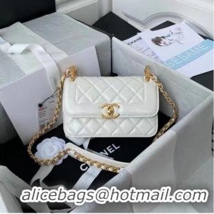 Inexpensive Chanel small Flap Shoulder Bag Original leather AS2714 white