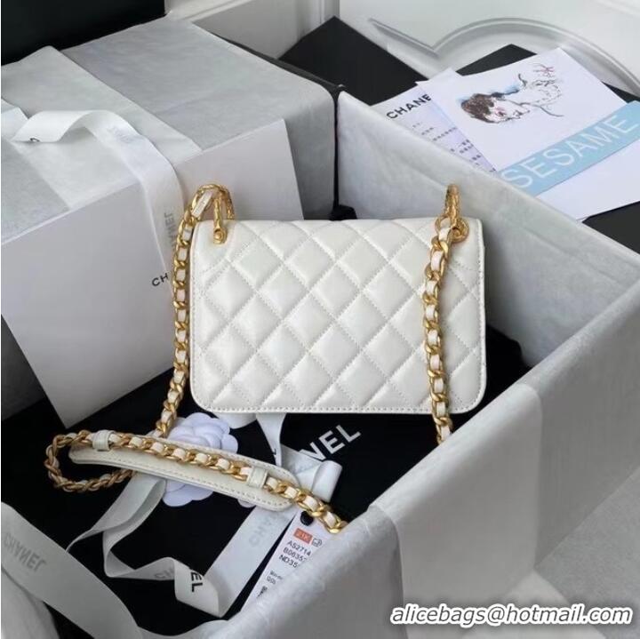 Inexpensive Chanel small Flap Shoulder Bag Original leather AS2714 white