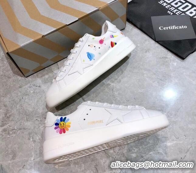 Hot Style Golden Goose Graffiti White Calfskin Sneaker Pink 051142