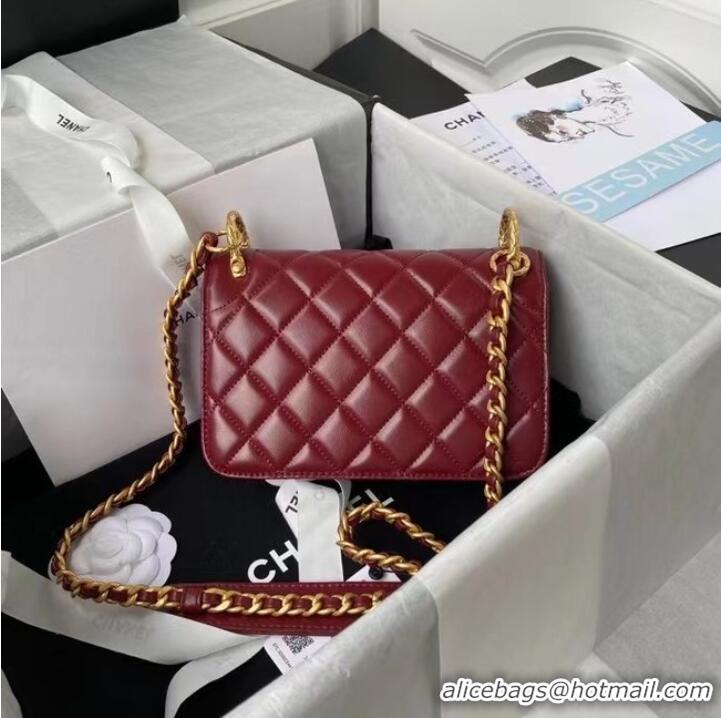 Hot Style Chanel small Flap Shoulder Bag Original leather AS2714 Wine