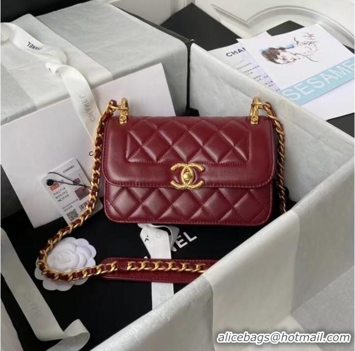 Hot Style Chanel small Flap Shoulder Bag Original leather AS2714 Wine