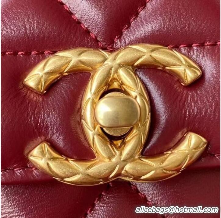 Hot Style Chanel small Flap Shoulder Bag Original leather AS2714 Wine