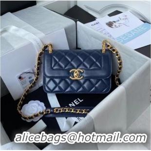 Market Sells Chanel small Flap Shoulder Bag Original leather AS2714 blue