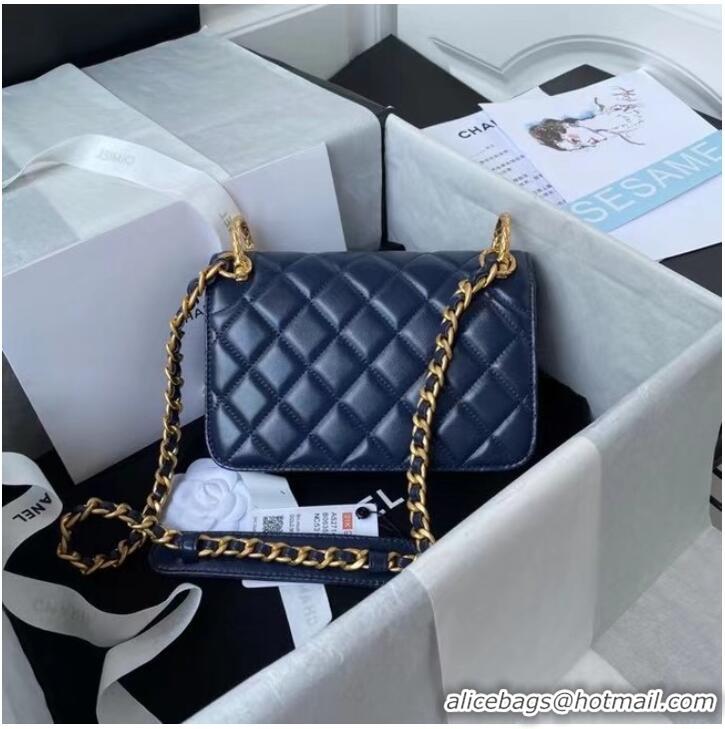 Market Sells Chanel small Flap Shoulder Bag Original leather AS2714 blue