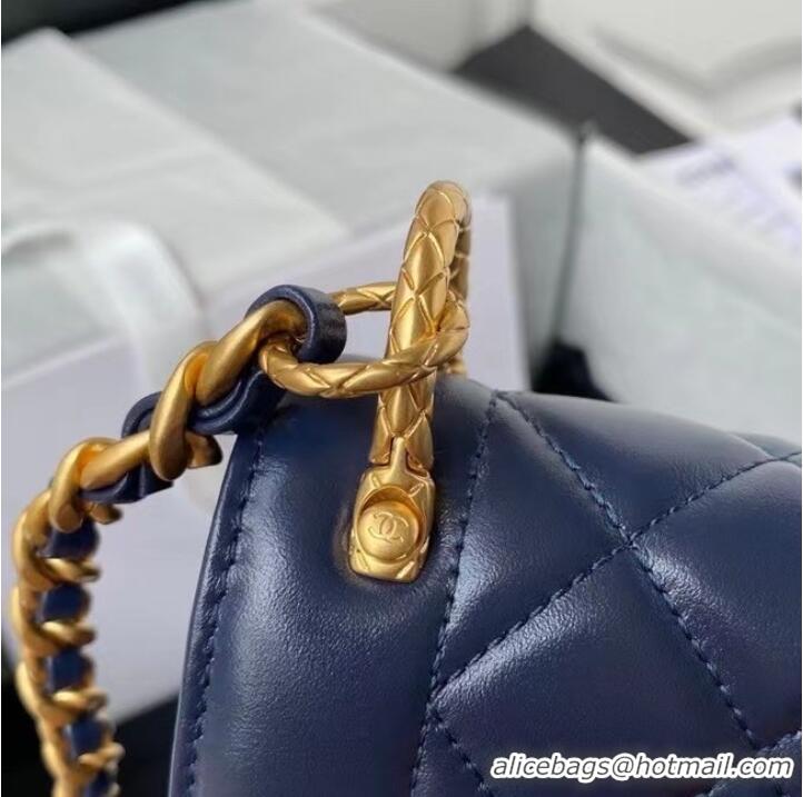 Market Sells Chanel small Flap Shoulder Bag Original leather AS2714 blue