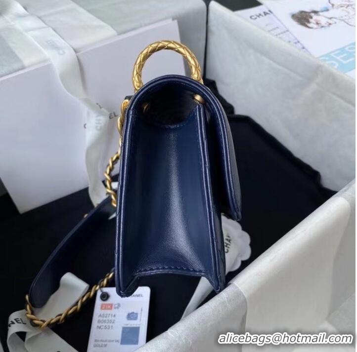 Market Sells Chanel small Flap Shoulder Bag Original leather AS2714 blue