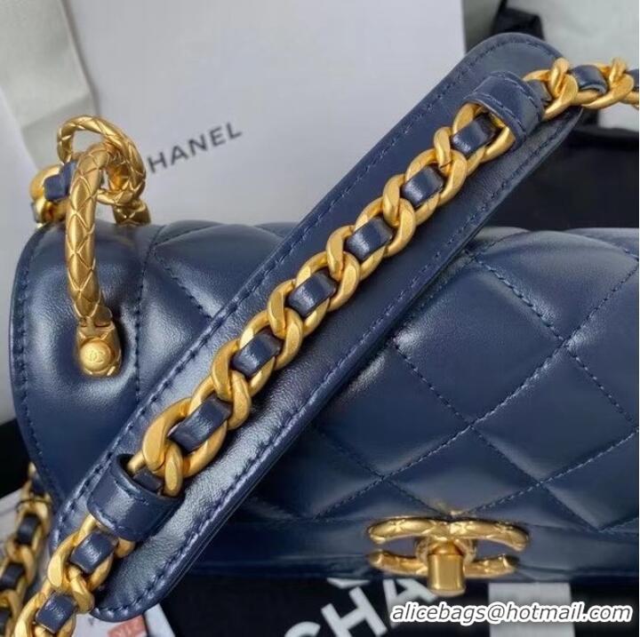 Market Sells Chanel small Flap Shoulder Bag Original leather AS2714 blue