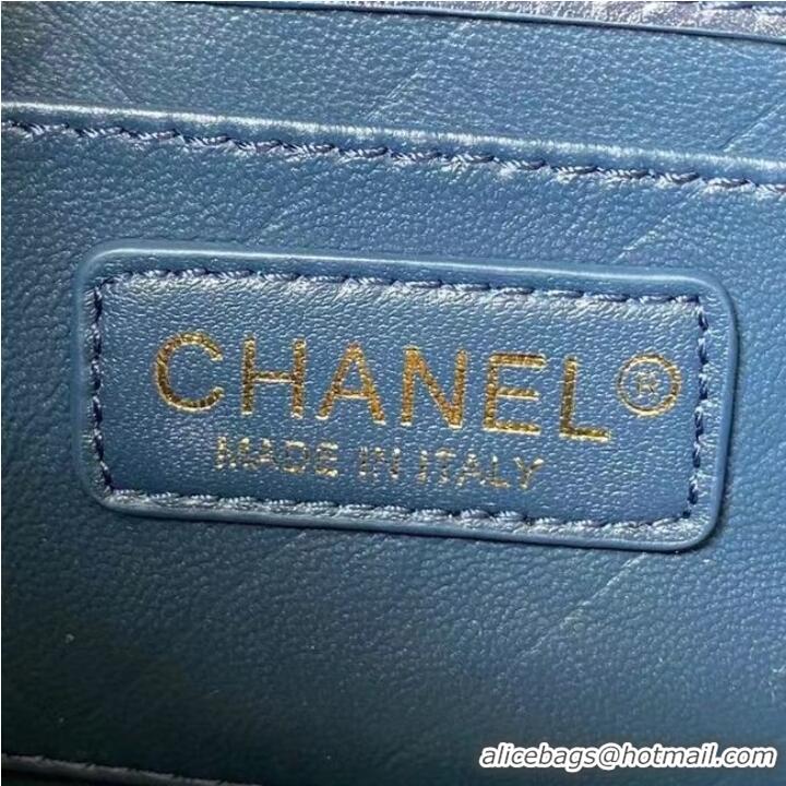 Market Sells Chanel small Flap Shoulder Bag Original leather AS2714 blue