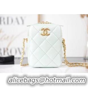 Cheapest Chanel mini Shoulder Bag Grained Calfskin AS2857 light green