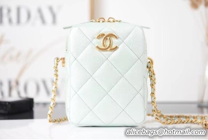 Cheapest Chanel mini Shoulder Bag Grained Calfskin AS2857 light green