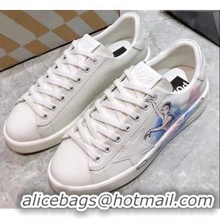 Perfect Golden Goose Graffiti White Calfskin Sneaker Blue 051144