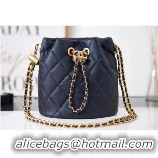 Promotional Chanel Drawstring Bag Grained Calfskin & Gold Metal AS2859 black