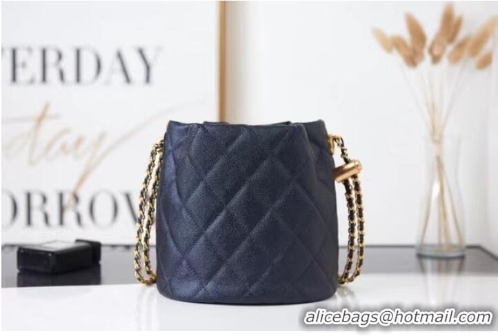 Promotional Chanel Drawstring Bag Grained Calfskin & Gold Metal AS2859 black