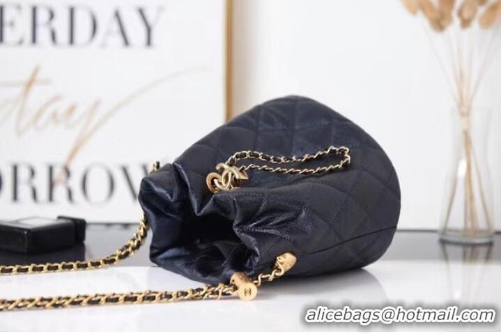 Promotional Chanel Drawstring Bag Grained Calfskin & Gold Metal AS2859 black