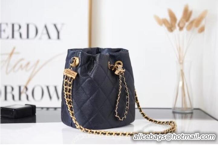 Promotional Chanel Drawstring Bag Grained Calfskin & Gold Metal AS2859 black