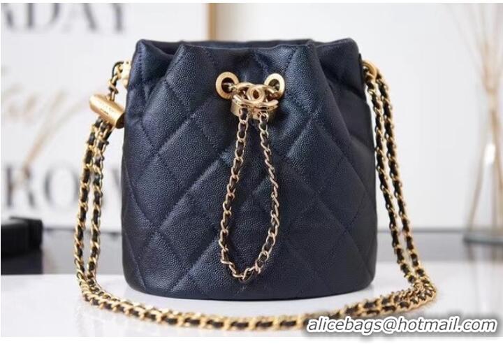 Promotional Chanel Drawstring Bag Grained Calfskin & Gold Metal AS2859 black