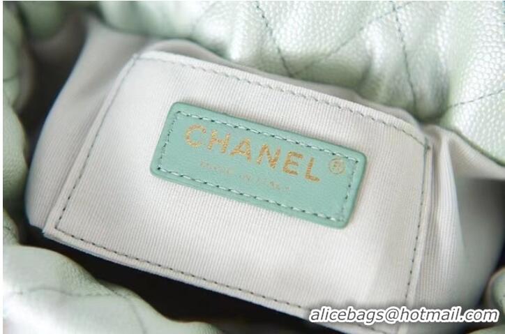 Inexpensive Chanel Drawstring Bag Grained Calfskin & Gold Metal AS2859 light green