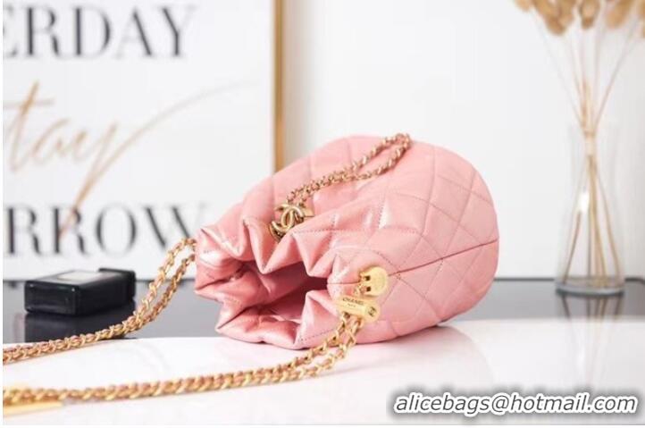 New Cheap Chanel Drawstring Bag Grained Calfskin & Gold Metal AS2859 pink