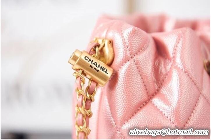 New Cheap Chanel Drawstring Bag Grained Calfskin & Gold Metal AS2859 pink