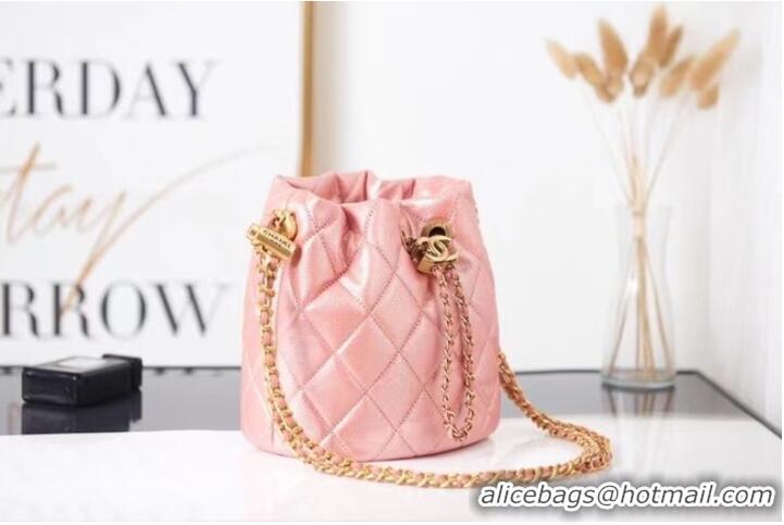 New Cheap Chanel Drawstring Bag Grained Calfskin & Gold Metal AS2859 pink