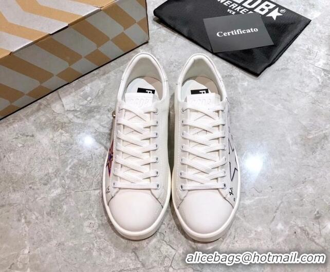 Stylish Golden Goose Graffiti White Calfskin Sneaker 051145