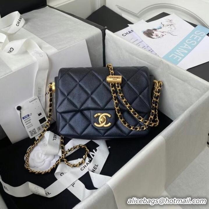 Shop Promotional Chanel Flap Shoulder Bag Grained Calfskin AS2855 pearl black