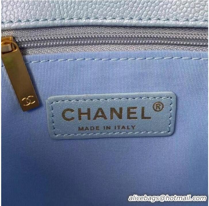 Unique Style Chanel Flap Shoulder Bag Grained Calfskin AS2855 sky blue