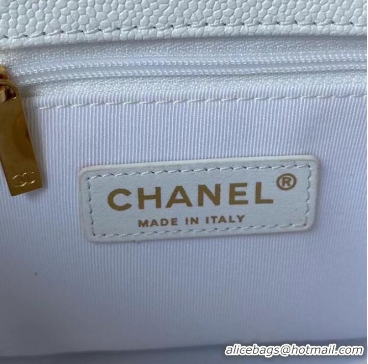 Famous Brand Chanel Flap Shoulder Bag Grained Calfskin AS2855 white