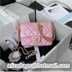 Luxury Classic Chanel Flap Shoulder Bag Grained Calfskin AS2855 pearl pink