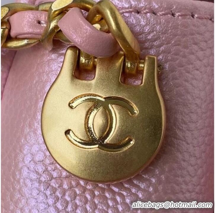 Luxury Classic Chanel Flap Shoulder Bag Grained Calfskin AS2855 pearl pink