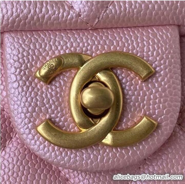 Luxury Classic Chanel Flap Shoulder Bag Grained Calfskin AS2855 pearl pink