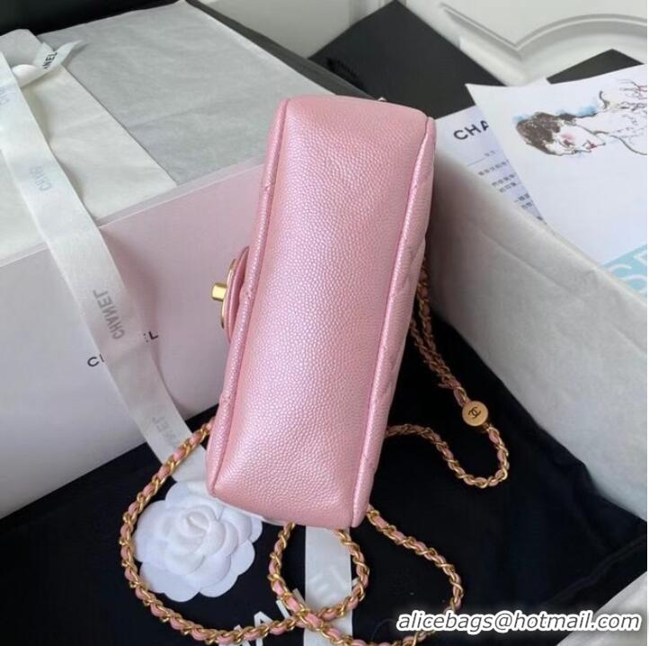 Luxury Classic Chanel Flap Shoulder Bag Grained Calfskin AS2855 pearl pink