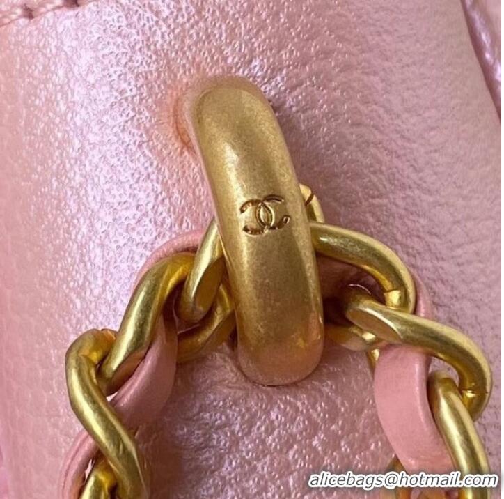 Luxury Classic Chanel Flap Shoulder Bag Grained Calfskin AS2855 pearl pink