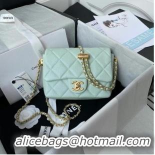 Low Price Chanel Flap Shoulder Bag Grained Calfskin AS2855 pearl light green