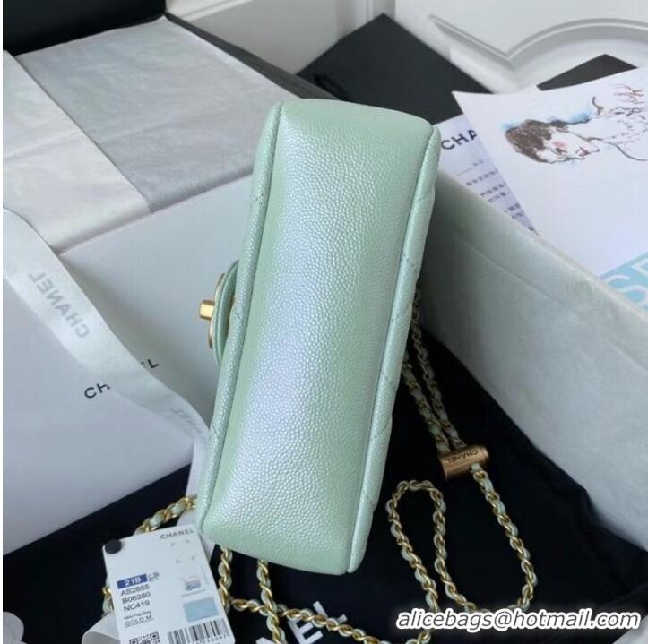 Low Price Chanel Flap Shoulder Bag Grained Calfskin AS2855 pearl light green