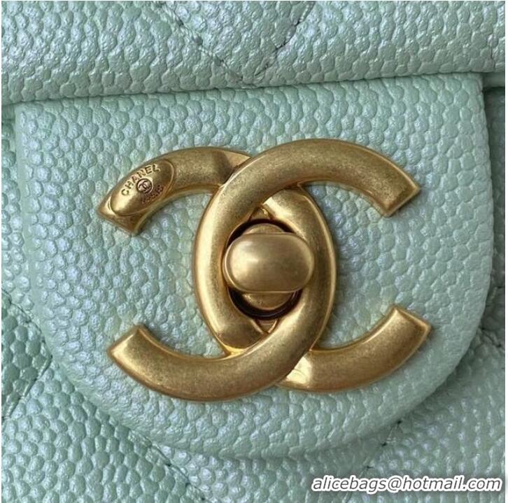 Low Price Chanel Flap Shoulder Bag Grained Calfskin AS2855 pearl light green